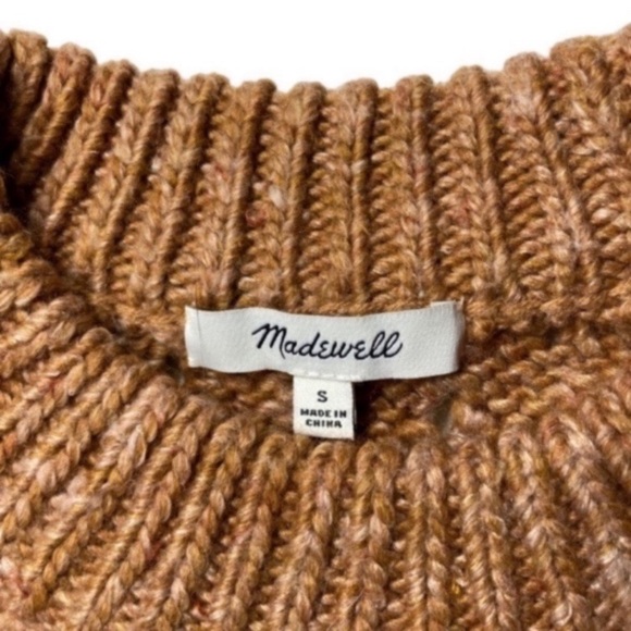 Madewell Pointelle Bubble Sleeve Wool Blend Tan Sweater Size Small - Picture 4 of 5
